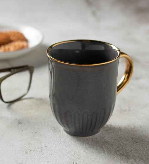 Clay Craft Fine Ceramic Topaz Em Grey Milk Mug 2 Piece -280 ml