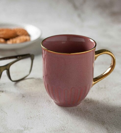 Clay Craft Fine Ceramic Topaz Em Pink Milk Mug 2 Piece -280 ml