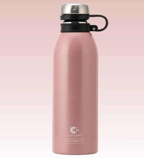 Clay Craft Vacbott Vaccum Bottle, Charlie Coral Insulated Double Walled 24 Hours Hot and Cold Water Bottle, 900 ml, Black -1 Piece Steel Water Bottles for School, Office, Home, Gym, Leakproof, Rust free Bottle