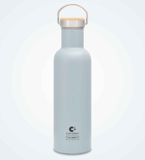 Clay Craft Vacbott Vaccum Bottle, Kitkat Double Walled 24 Hours Hot and Cold Water Bottle, 900ml (Grey) Steel Water Bottles for School, Office, Home, Gym, Leakproof, Rust Free Steel Bottle