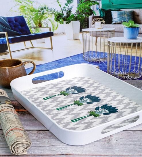Multicolour ContemporaryMelamine Rectangular Serving Tray