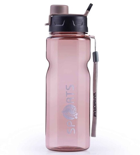 Varmora Clear Sport Plastic Water Bottle 100% Food-Grade Material 650ml, Set of 1 (Brown)