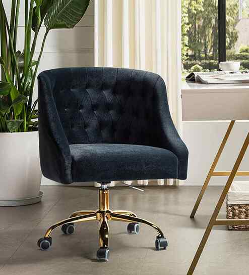 Clemence Velvet Fabric Guest Chair In Black Colour