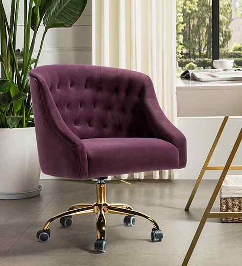 Clemence Velvet Fabric Guest Chair In Purple Colour