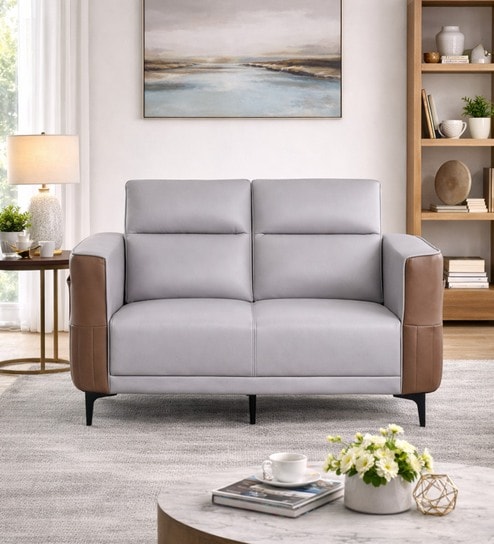 Clinton 2 Seater Fabric Sofa In Grey & Brown Dual Color