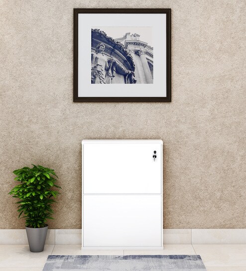 Buy Clive Metallic 2 Shelves Shoe Rack In Off White Colour By