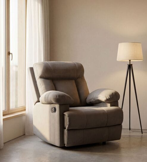 Cloud 1 Seater Manual Recliner Sofa In Grey Color