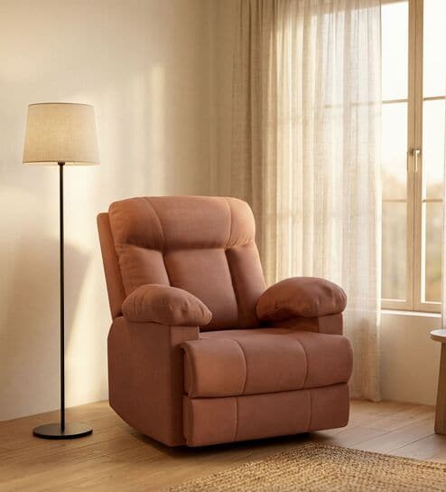 Cloud 1 Seater Manual Recliner Sofa In Suede Vintage Rose Color