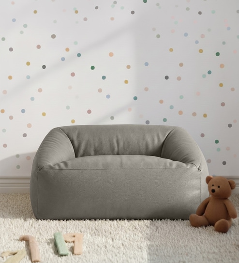 Cloud Velvet Kids Sofa In Ash Grey Colour