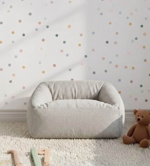 Cloud Velvet Kids Sofa In Beige Colour