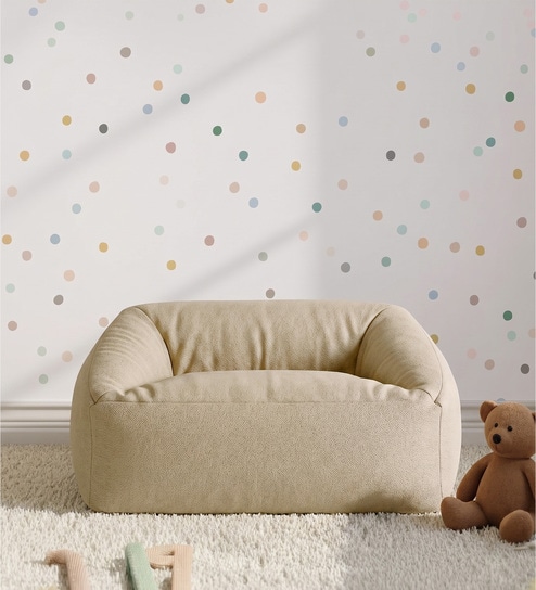 Cloud Velvet Kids Sofa In Light Yellow Colour