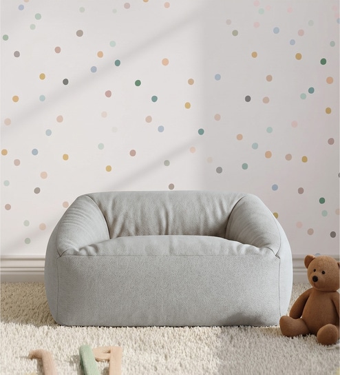 Cloud Velvet Kids Sofa In Light Grey Colour