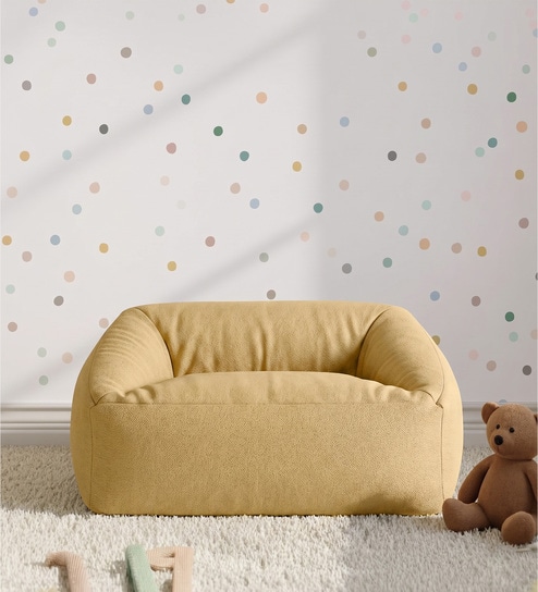 Cloud Velvet Kids Sofa In Yellow Colour