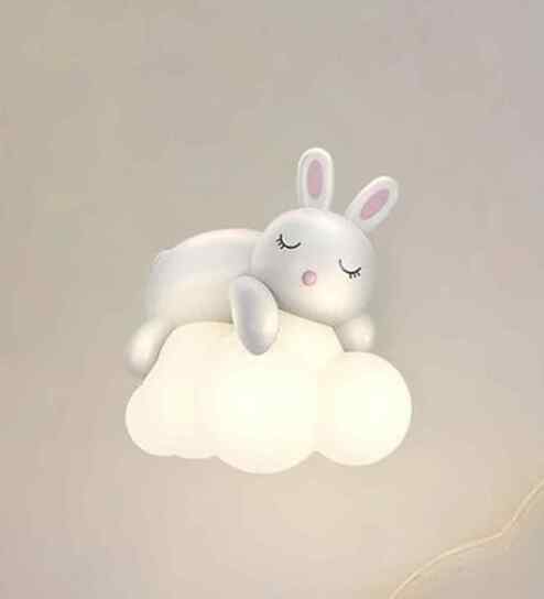 Cloudy Bunny Wall Light Resin Body Tri-Color LED Cute Decorative Wall Lamp for Kids Room Nursery