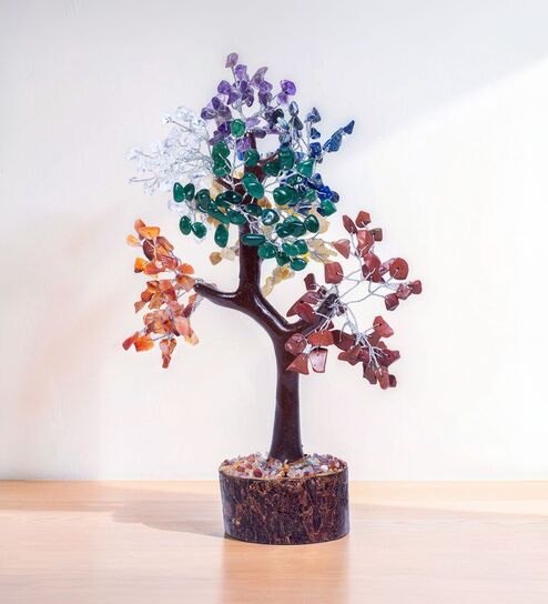 Cloudy Seven Chakra Wish Tree Stone Table Accent