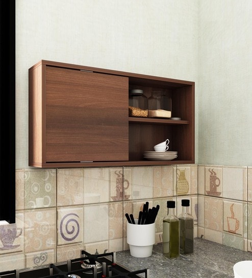 Cluster Wall Mount Kitchen Cabinet in Dark Acazia Colour