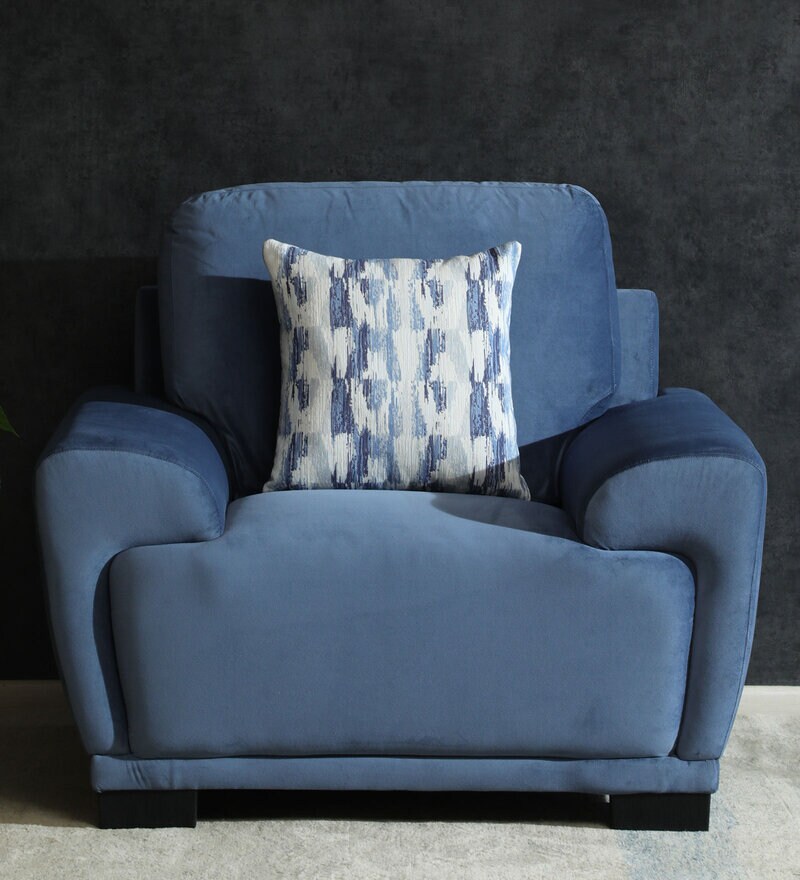 Buy Clarksville Velvet 1 Seater Sofa In Powder Blue Colour By