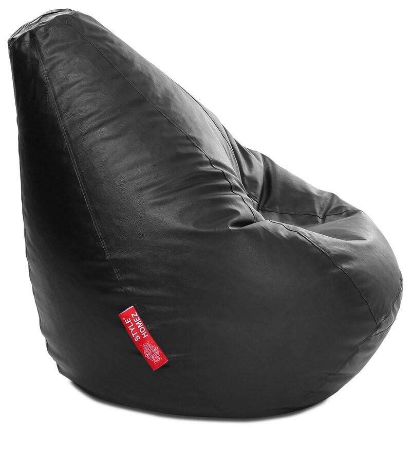 Buy Classic XXXL Bean Bag with Beans in Black Colour by Style HomeZ