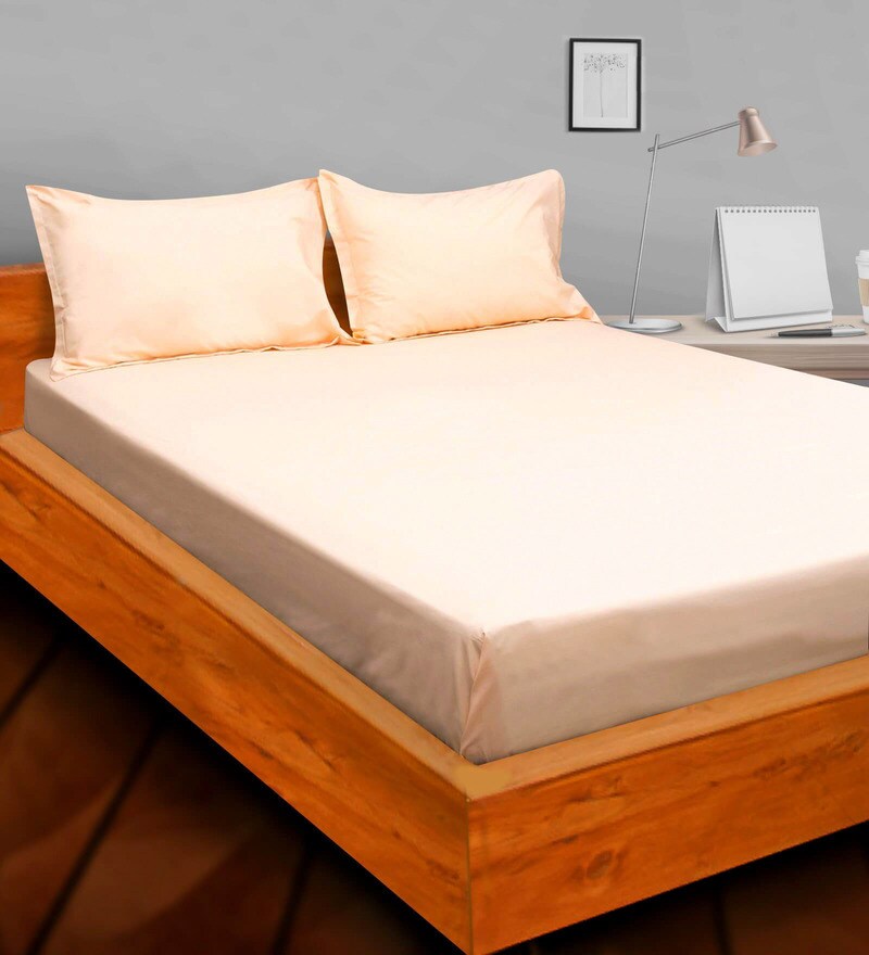 Buy Egyptian Cotton 300 TC Double Size Fitted Bedsheet with 2 Pillow Covers by Wink & Nod Online