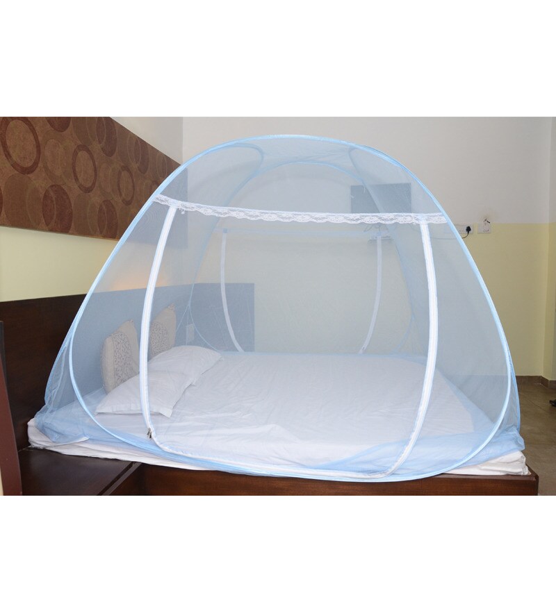 Buy Classic Mosquito Net For Double Bed With Cover BagBlue Online