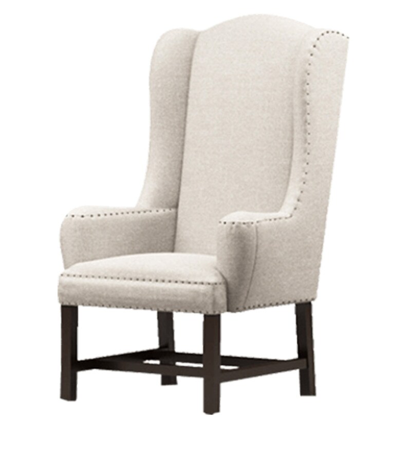 Buy Classic Tall Back Wing Chair in Ivory Color by ...