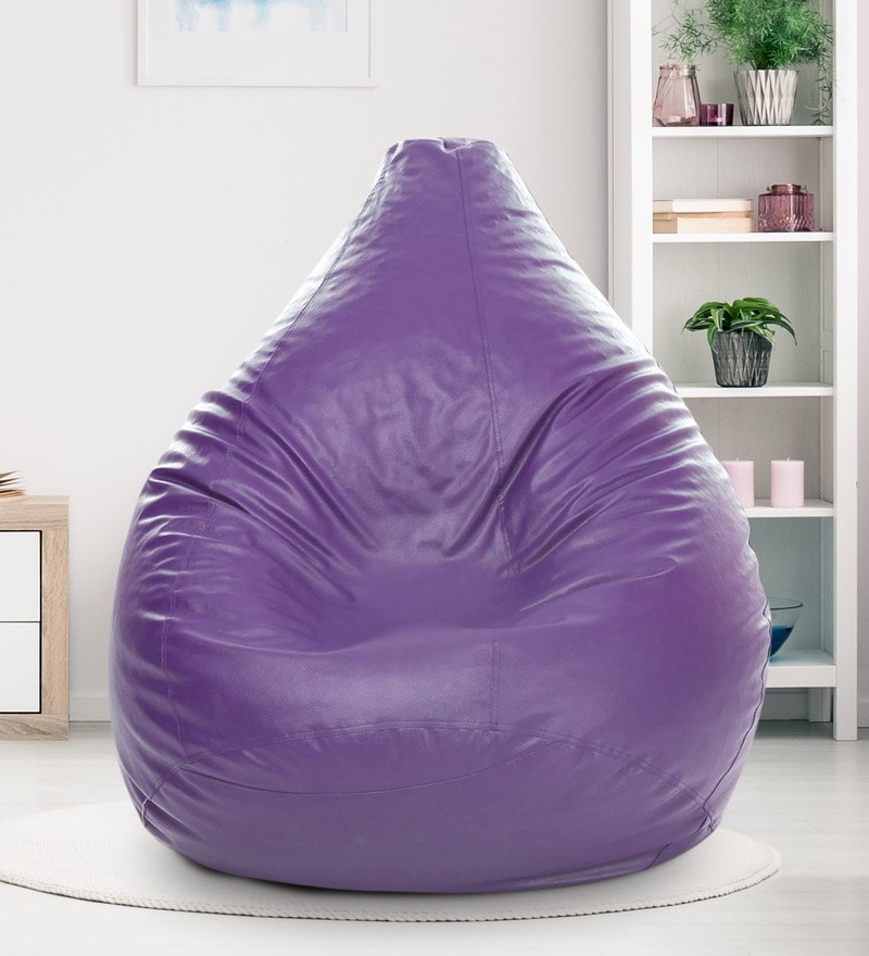 Buy Classic XXXL Bean Bag with Beans in Purple Colour by Style HomeZ ...