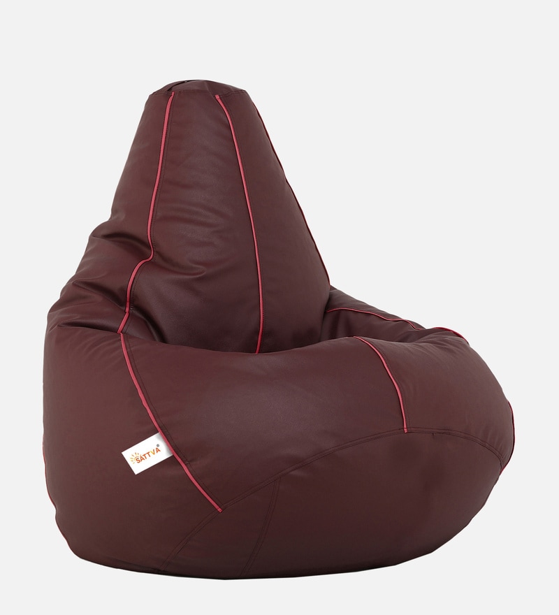 Buy Classic XXXL Filled Bean Bag In Maroon Colour by Sattva Online