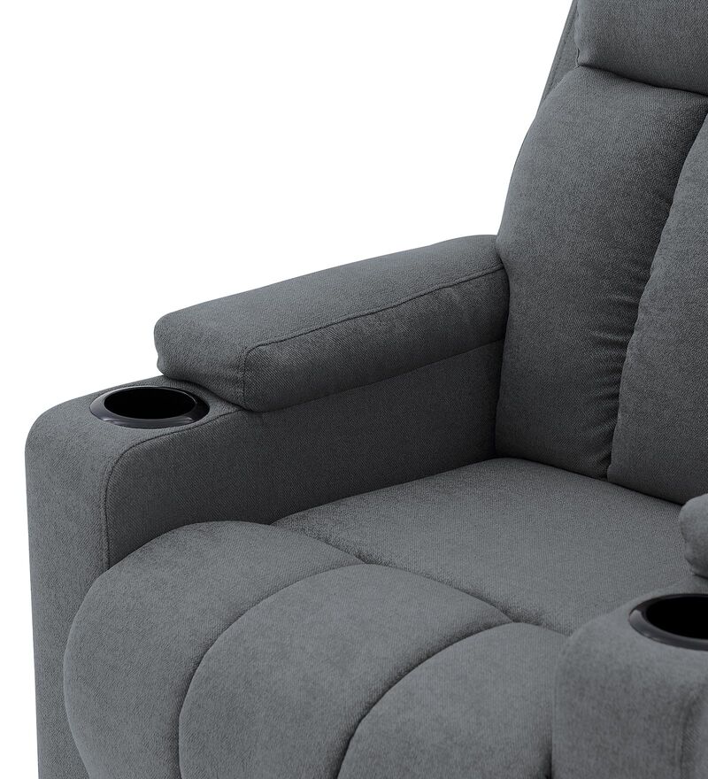 Buy Classy 1 seater Manual Recliner with Cupholder in Grey Colour by