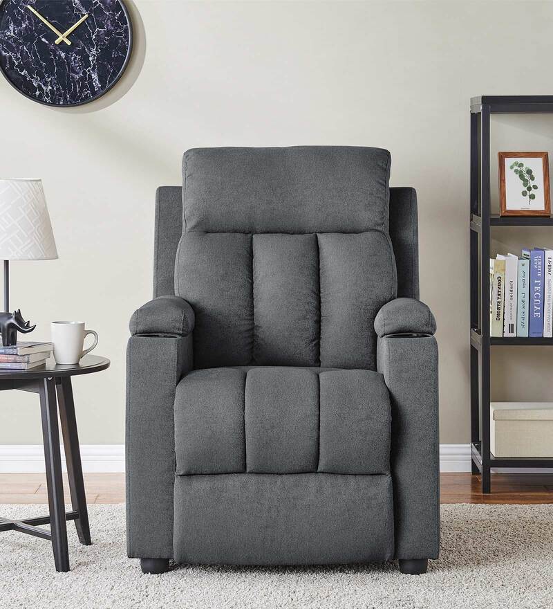 Buy Classy 1 seater Manual Recliner with Cupholder in Grey Colour by