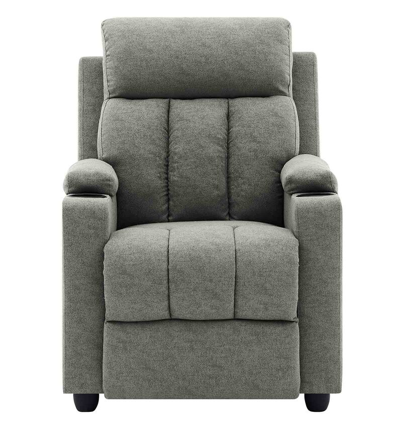Buy Classy Fabric Manual 1 Seater Recliner in Grey Colour by Bantia
