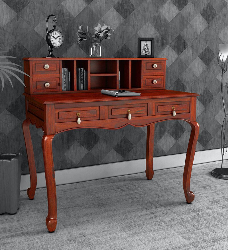 Buy Clifford Solid Wood Writing Table In Honey Oak Finish By Amberville