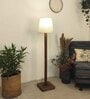 Claire Wood Floor Lamp with Beige Fabric Lampshade