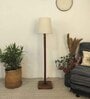 Claire Wood Floor Lamp with Beige Fabric Lampshade