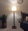 Claire Wood Floor Lamp with Beige Fabric Lampshade