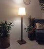 Claire Wood Floor Lamp with Beige Fabric Lampshade