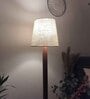 Claire Wood Floor Lamp with Beige Fabric Lampshade