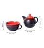 Clancy Black & Red Ceramic (Set of 2) Tea Pot & Tea Cup Set