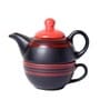 Clancy Black & Red Ceramic (Set of 2) Tea Pot & Tea Cup Set