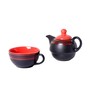 Clancy Black & Red Ceramic (Set of 2) Tea Pot & Tea Cup Set