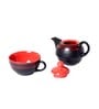 Clancy Black & Red Ceramic (Set of 2) Tea Pot & Tea Cup Set