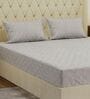 Grey Abstract 180 TC Polyester Double Size Bedsheet With 2 Pillow Covers