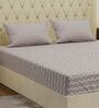 Beige Abstract 180 TC Polyester Double Size Bedsheet With 2 Pillow Covers