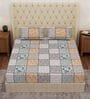 Grey Abstract 180 TC Polyester Double Size Bedsheet With 2 Pillow Covers