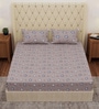 Blue Abstract 180 TC Polyester Double Size Bedsheet With 2 Pillow Covers