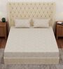 Beige Abstract 180 TC Polyester Double Size Bedsheet With 2 Pillow Covers