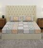 Grey Abstract 180 TC Polyester Double Size Bedsheet With 2 Pillow Covers