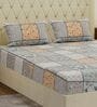 Grey Abstract 180 TC Polyester Double Size Bedsheet With 2 Pillow Covers