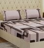 Brown Abstract 180 TC Polyester Double Size Bedsheet With 2 Pillow Covers
