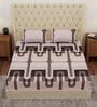 Brown Abstract 180 TC Polyester Double Size Bedsheet With 2 Pillow Covers