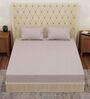 Beige Abstract 180 TC Polyester Double Size Bedsheet With 2 Pillow Covers